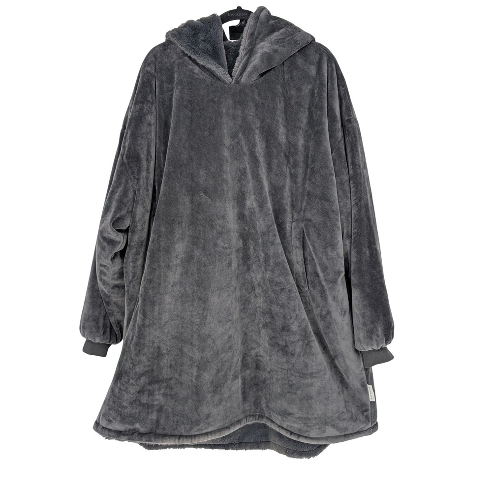 Saranoni Snuggler Hoodie Blanket Adult OS Gray Faux Fur Plush Loungewear
